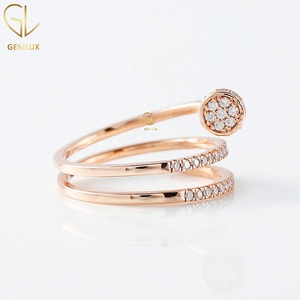 Round Cut Moissanite Diamond Ring, 18K Rose Gold Spiral Nail Ring, Open Cuff Spiral <b>Wrap</b> Ring Anniversary <b>Gift</b> for Women - Product Image 5
