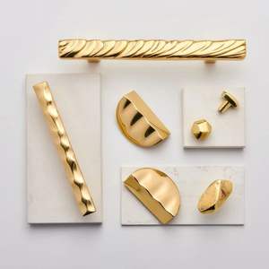 Poignées de tiroir et poignées de meuble modernes et minimalistes en laiton massif chromé doré réglables pour chambre et bar à domicile - Product Image 5