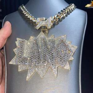 Custom <b>Iced</b> <b>Out</b> Name Pendant Necklace Hip Hop Cuban Link <b>Chain</b> Gold Plated CZ Diamond Personalized Letter Pendant for Men Women - Product Image 1