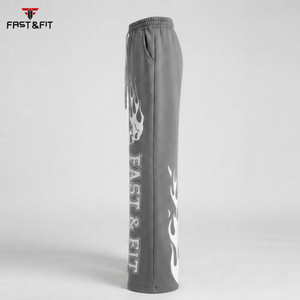 Custom Men Loose Pants Solid Color Joggers Sweat Pants Flared Sweatpants With Logo Digital Print mens pants - Product Image 6