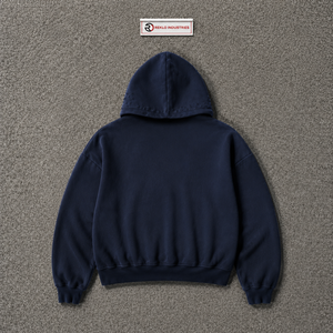 <b>Navy</b> Oversized Hooded Sweatshirt <b>Men's</b> Casual 100% Cotton <b>Fleece</b> Graphic Print Front Pocket Urban Streetwear Style Hoodies - Product Image 6