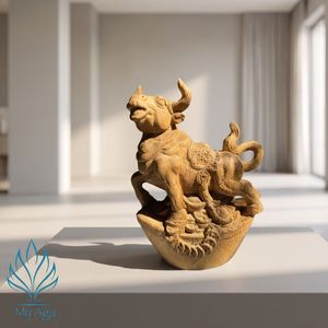 Elegante Estatua Tradicional del Zodiaco Asiático, Decoración de Mesa de Agarwood, Estatua del Buey, Escultura Animal Feng Shui para Sala de Estar - Product Image 1