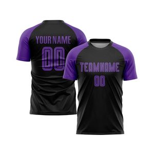 Camiseta de Fútbol Personalizada Morada y Negra, Sublimada, Transpirable, Cuello sin Costuras, Unisex, Manga Corta, Poliéster, Uniforme de Equipo - Product Image 1