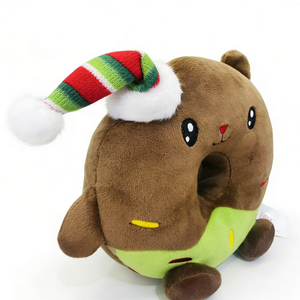 Oso de peluche relleno de chocolate personalizado, peluche de elfo con gorro navideño a rayas, peluche de donut verde - Product Image 1