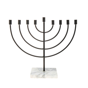 Classic <b>Silver</b> Metal Menorah Candle Holder Hanukkah Decorative Tabletop Traditional Elegant Home Display - Product Image 2