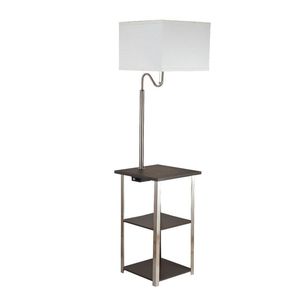 58\" Tall Dru <b>Square</b> <b>Side</b> <b>Table</b> Floor Lamp with Convenient Charging and USB Port in Silver - Product Image 1