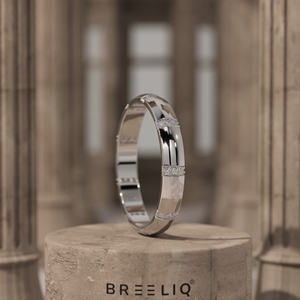 แหวนเพชร Breeliq ดีไซน์เรขาคณิต สีทองขาว แหวนแต่งงานสุดหรู เครื่องประดับผู้หญิงสุดสง่างาม ของขวัญวันครบรอบ - Product Image 1