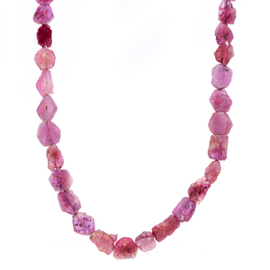 Collier Classique en Saphir Rose Naturel, Argent Sterling 925, Bijou Fait Main en Pierre Précieuse, Tendance pour Femme, 15,5 Pouces, Unique et de Haute Qualité - Product Image 1