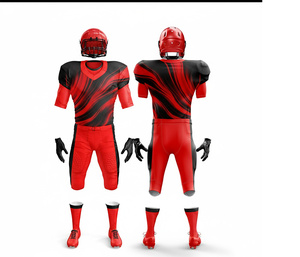 Ensemble de maillots de football américain personnalisés – Impression du nom et du numéro |   Ensemble de football avec maillot et pantalon |   Polyester respirant - Product Image 1