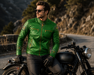 top quality genuine leather motorcycle riding jacket biker motocross cycling street racing custom wholesale supplier factory - Product Image 2