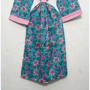 Kimono en coton pour femme, imprimé floral fait main, style japonais, longueur ras du sol, lavable, séchage rapide, robe d'été et de printemps, tenue de plage, livraison gratuite - Product Image 6