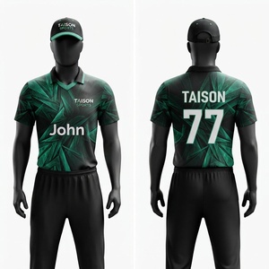 Uniforme de Cricket para Hombre, Premium, Secado Rápido, 100% Poliéster Malla, 160 GSM, Verde Marino, Jersey Deportivo Corto, Personalizable con Nombre y Número del Equipo en la Parte Delantera - Product Image 1