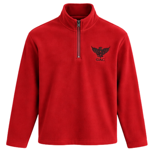 Half Zip <b>Micro</b> <b>Fleeces</b> Red Pullover Soft <b>Fleece</b> Sweatshirt Long Sleeve Stand Collar Custom Embroidered Logos Wholesale <b>Mens</b> Wear - Product Image 1