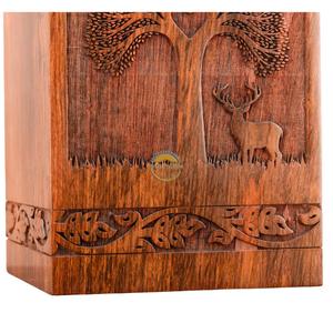 AYAANS Rosewood wooden Hand Carved Wooden Hot Selling cremation Urn <b>Box</b> for Adult Ashes Wholesale Cremation Urns (6X6X11)IN - Product Image 5