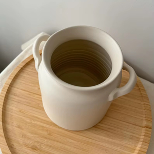 Handcrafted Ceramic Utensil Holder Matte Finish Double Handle Design High <b>Fired</b> Durable Heat Safe Kitchen Counter Organizer - Product Image 4