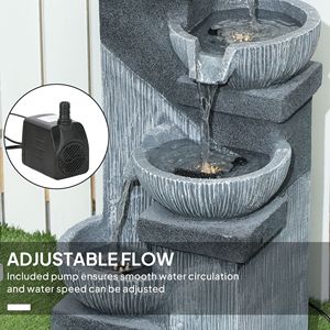 Fontana a Cascata a 4 Livelli in Resina con LED, Vasche da 85 cm e Pompa 230V per Esterni - Product Image 5