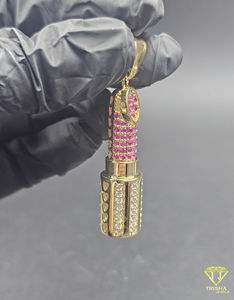 Pendentif de luxe en forme de rouge à lèvres rose pour femme, bijou élégant, cadeau, idéal pour les soirées - Product Image 4
