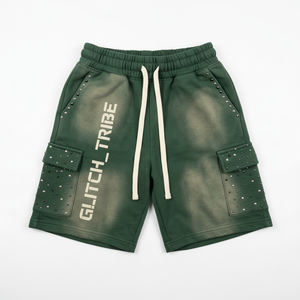 Custom Unisex green Applique Patch Hoodie Shorts <b>Set</b> Graphic Streetwear Two Piece OEM ODM Private Label Apparel Manufacturer - Product Image 5
