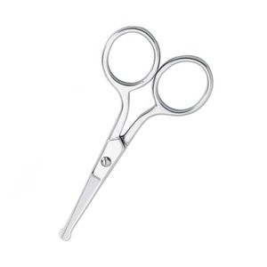 Ciseaux à poils de nez en acier inoxydable argenté, pointe de sécurité arrondie, tondeuse à poils du visage, accessoire de toilettage personnel pour les oreilles et le nez - Product Image 2
