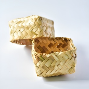 Cajas pequeñas cuadradas de bambú tejido para regalos de boda, cumpleaños, o como cestas de regalo, costo directo del proveedor. - Product Image 4