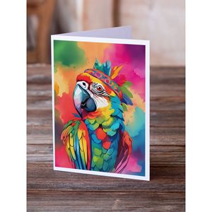 Whimsical A7 Tamaño 5x7 Nuevo Hippie Animal Parrot Tarjetas de notas en blanco Paquete de 8 con sobres Tarjetas de felicitación - Product Image 2