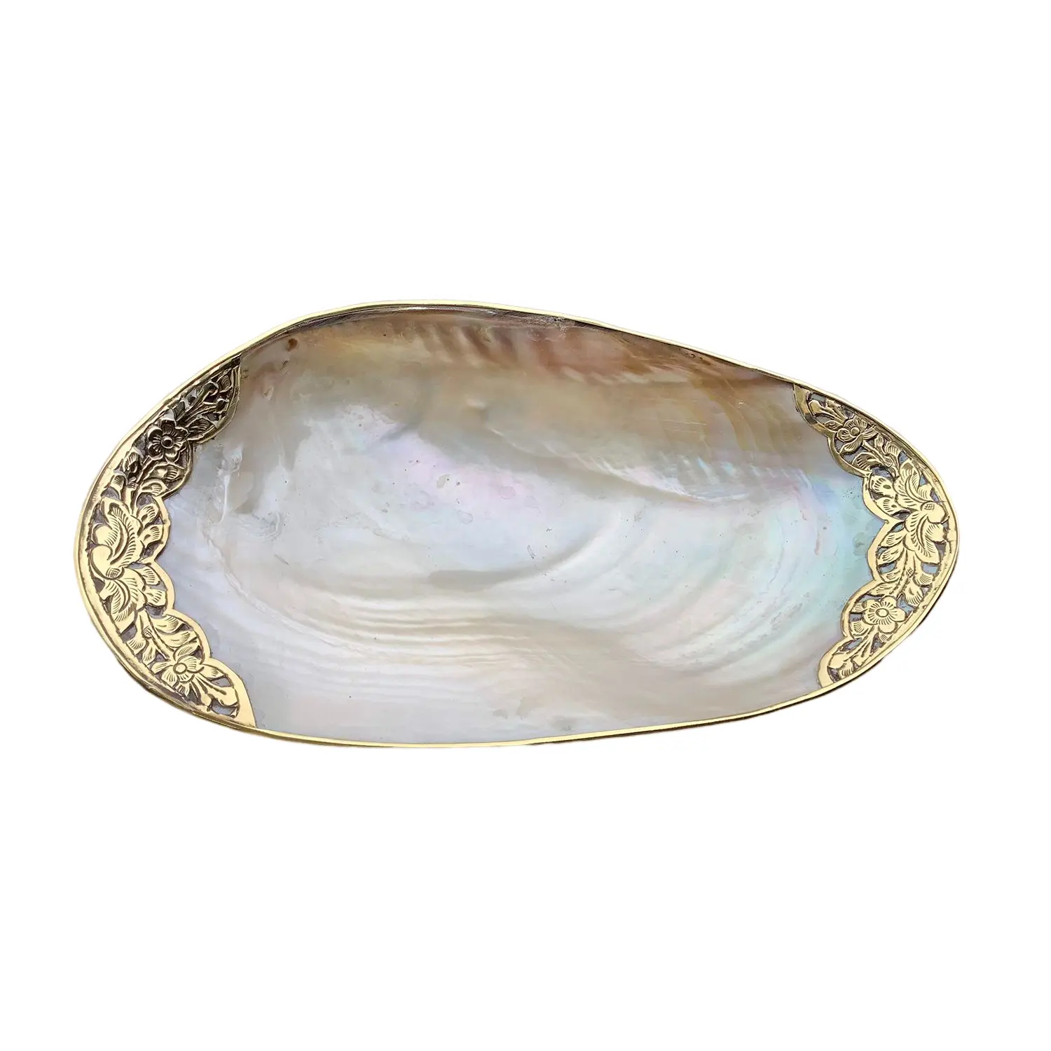 Luxury Best Quality Mother of Pearl Tray with Brass Edge Charger Plate Wedding Centerpieces Table Tecorations Home Decoration