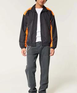 Veste coupe-vent personnalisée pour homme en nylon, design patchwork uni et contrasté, style streetwear, fermeture éclair imperméable - Product Image 4