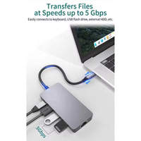 4K HDTV Port USB Portable 8 en 1 Hub USB-C Station d'accueil multiple Réseau Type C Hub 4K Gig Abit Ethernet