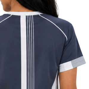 Camiseta Deportiva Personalizada para Mujer, de Secado Rápido, Transpirable, de Poliéster, para Gimnasio, Running, Entrenamiento, con Rayas Raglán, Fabricante OEM - Product Image 5
