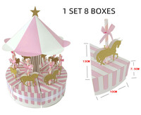 Lot de boîtes à gâteaux de mariage européennes, boîtes à bonbons créatives, design féerique, magnifique carrousel, écologiques et jetables
