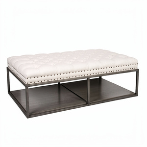 Retro Vintage Genuine <b>Leather</b> Long Bench <b>Stool</b> for Restaurant Dining Room Seat Living Room/Entryway Home Decor Furniture - Product Image 1