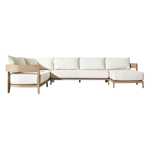 Modern Outdoor Furniture Sectional <b>Sofa</b> Upholstered Cushions Durable Frame and Thick Cushion Teak Wood Modular Lounge Chair - Product Image 6