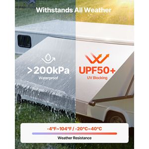 Motorized RV <b>Awning</b> Complete Kit 17.06FT <b>Electric</b> Retractable Aluminum Frame Waterproof PVC Fabric - Product Image 6