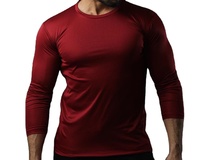 Camiseta de Manga Larga Premium para Hombre, 100% Algodón, Transpirable, de Secado Rápido, Ropa Deportiva, Marca Privada