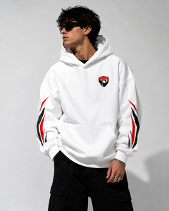 Sweat-shirt à capuche blanc personnalisé Dumela, unisexe, surdimensionné, 100% coton, tissu éponge français, poche avant, décontracté, écologique - Product Image 4