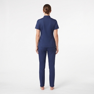Ensemble d'uniformes médicaux pour infirmières à manches courtes, col montant, boutons latéraux, haut et pantalon, deux pièces - Product Image 6