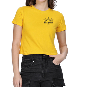 <b>High</b> Quality Eco-Friendly 100% Cotton O-Neck Crop <b>Top</b> T-Shirt for Women Plus Size Quick Dry Summer-Factory Made in Pakistan - Product Image 1