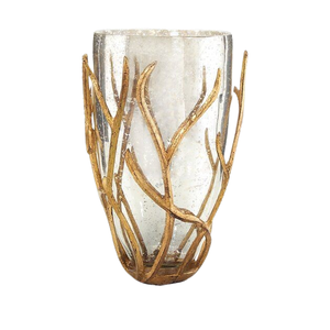 Portavelas de Aluminio Dorado Hecho a Mano, Diseño Cilíndrico de Vidrio, para Velas Votivas, Decoración Navideña para el Hogar - Product Image 1