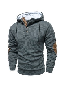 Nouveau pull tricoté noir à capuche pour homme 2026, col boutonné, coupe ajustée, décontracté, pour l'automne - Product Image 2