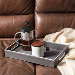 Plateau de service en similicuir sur mesure, plateaux décoratifs en similicuir pour apéritifs, plateau de présentation en bois naturel et similicuir - Product Image 4
