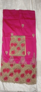 Formal New Collection Luxurious Nigerian George Wrapper With Embroidery Work On Floral Pattern Taffeta Silk <b>Fabric</b> For Wedding - Product Image 2