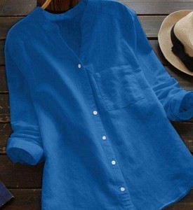Nueva Camisa Casual de Algodón Tejido para Mujer con Bordado y Botones al Frente, Corte Regular, Temporada Primavera/Verano/Otoño, Directo de Fábrica - Product Image 5