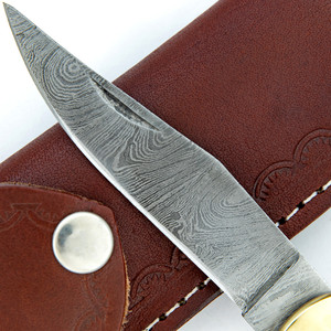 Handmade Damascus Steel Folding Pocket <b>Knife</b> <b>Bone</b> <b>Handle</b> Leather Sheath Camping Hunting Drop Point Utility Wholesale Pasha - Product Image 6