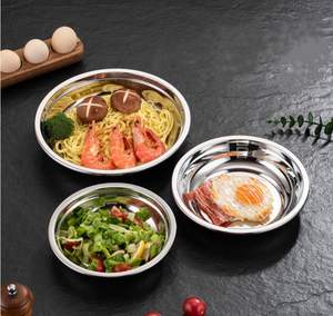 Assiette Ronde Épaisse en Acier Inoxydable 201 Poli, Vaisselle de Cuisine Élégante, Plats de Cuisson - Product Image 3