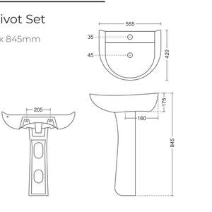Innovador lavabo de cerámica con pedestal para lavandería, 555x420x845mm, lavabo de porcelana para baño, lavabo para lavar ropa, conjunto Slivot - Product Image 4
