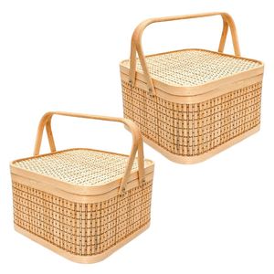 PHU HAO Best Selling Eco-Friendly Bamboo Gift <b>Basket</b> with Lid <b>Square</b> Storage <b>Basket</b> for Home and Gifts Home Decor - Product Image 1