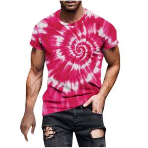 Men's Regular Fit Tie Dye T-Shirt Festival Hippie <b>Tops</b> Vintage <b>Distressed</b> Printed Streetwear Crewneck for Daily Wear 100% Cotton - Product Image 5