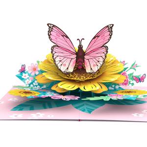 Butterfly Pink Pop Up Greeting Card Flower Theme Butterfly Handmade Card Vietnam Manufacturer 3D Pop Up Card <b>Paper</b> Craft - Product Image 3