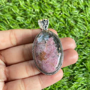 Colgante de Plata de Ley 925, colgante Vintage, hermosa joyería de rodonita, colgante de piedras preciosas, joyería hecha a mano, regalo de compromiso - Product Image 2