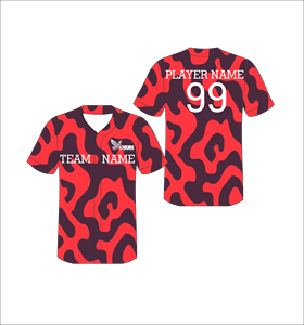 Maillot de baseball personnalisé sublimé, motif camouflage rouge et gris foncé, entièrement boutonné, uniforme d'équipe, vêtement léger et respirant - Product Image 1